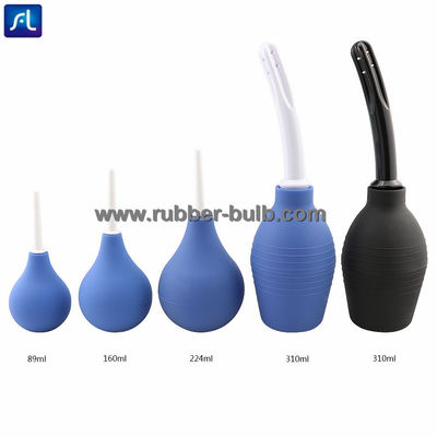 Schwarze saubere anale Spülung der Silikon-Klistier-Birnen-Ausrüstungs-7.6oz für Mann-Frauen mit 19.7in austauschbarer Düse Hose+4 (Schwarzes)